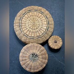 VINTAGE WOVEN BASKETS | Set of 3 | With Lids